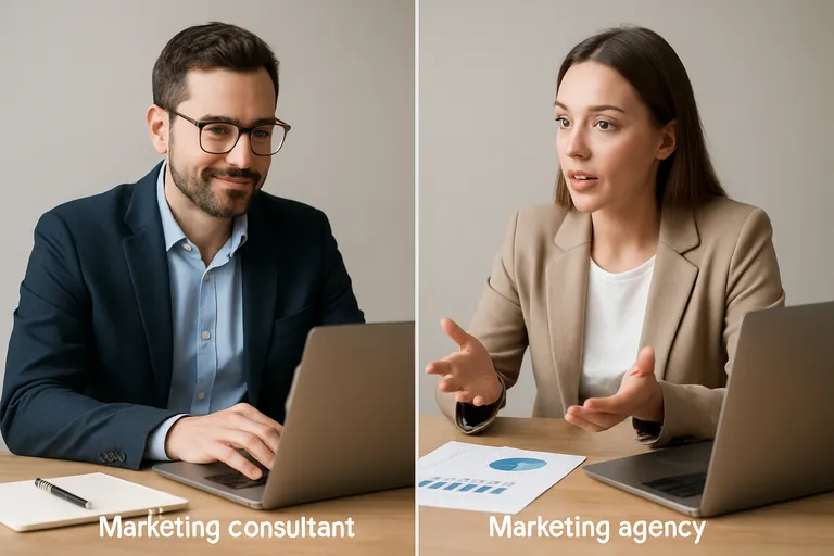 Verschil tussen een marketing consultant en een marketing bureau